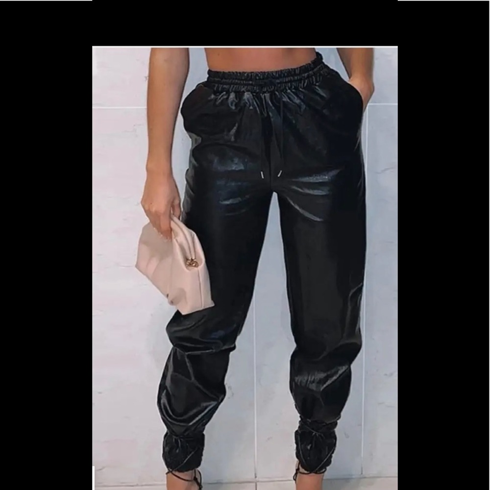 Faux Leather Joggers